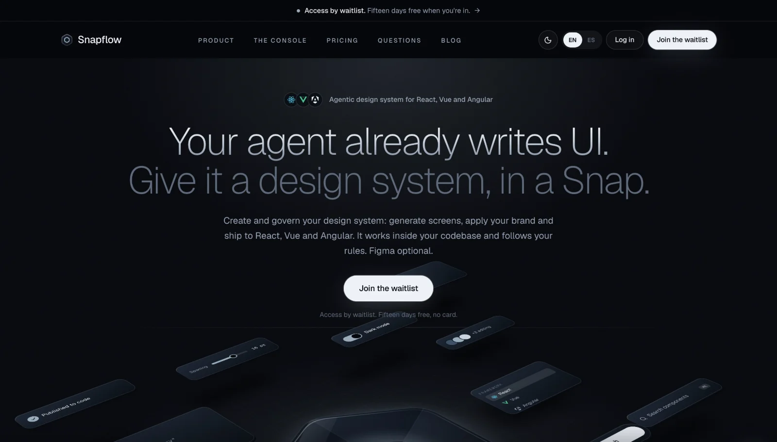 Snapflow product screens